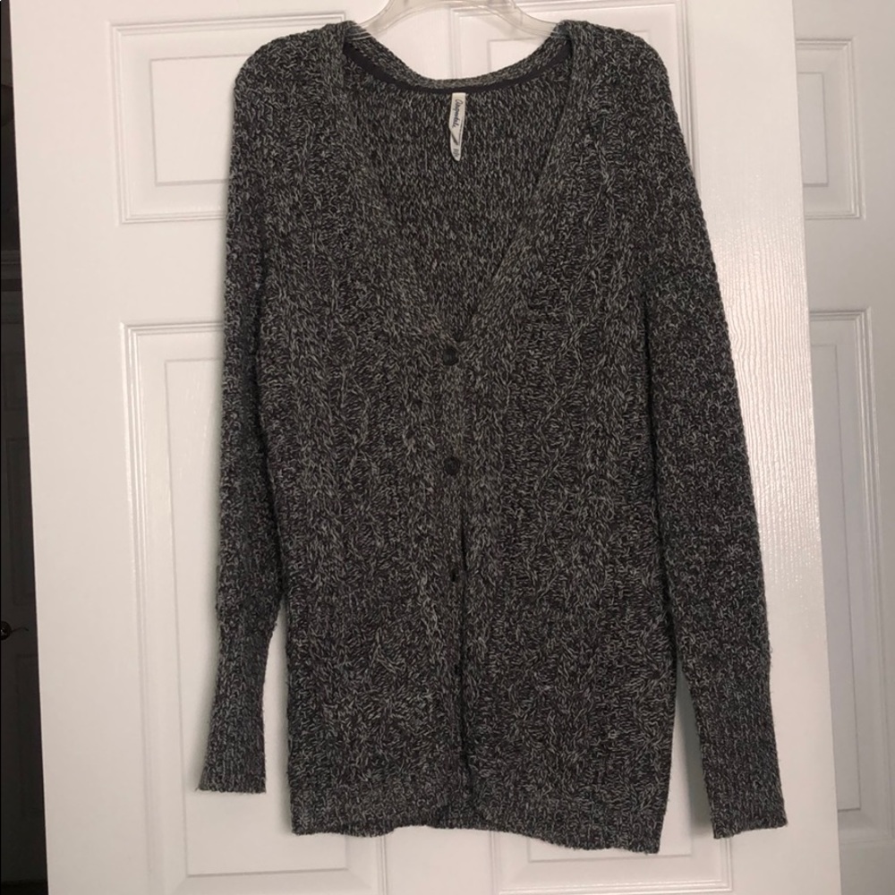 Long grey knit cardigan